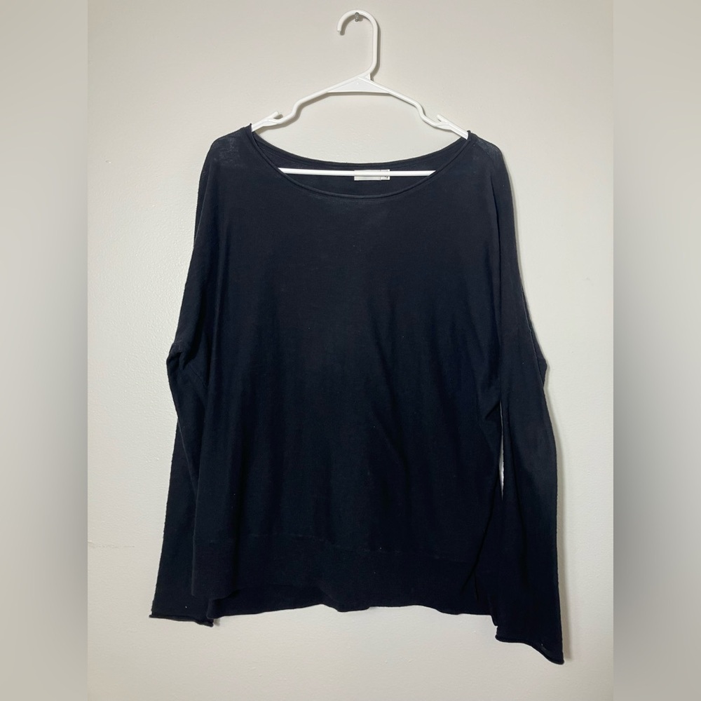 Vince Long Sleeve Sweater Sz‎ M Black Cotton Casual Minimalist Neutral
